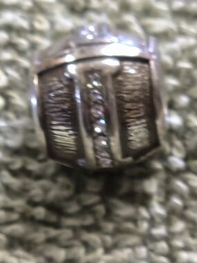 Brighton silver-tone and brown textured charm bead
